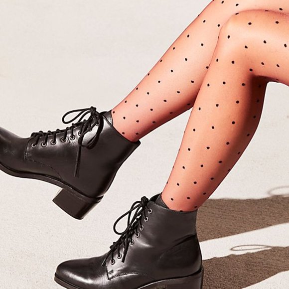 NWT FREE PEOPLE sheer dotted nylon tights - Picture 2 of 4